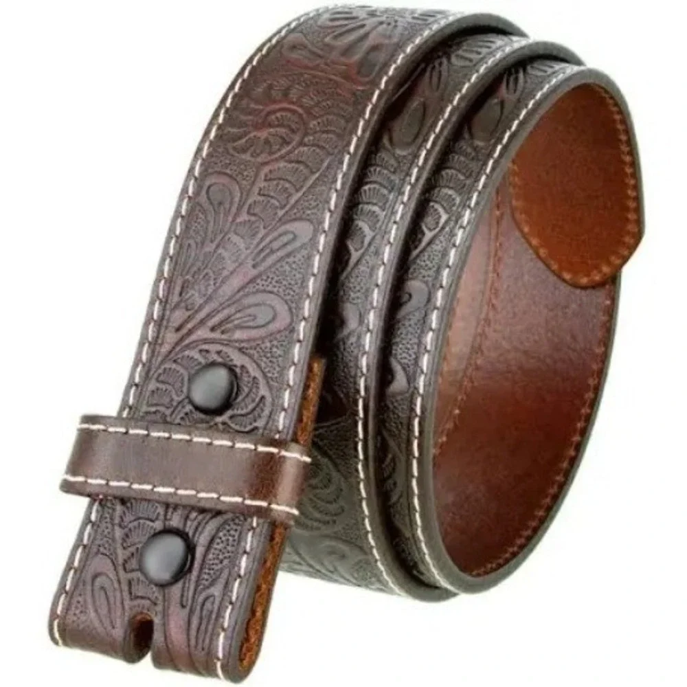 Belts BS118 SZ36 Genuine Full Grain Western Floral Engraved Tooled Leather Belt